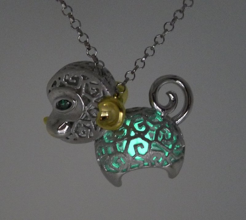 HK092~ 925 Silver Monkey Shaped Lantern Pendant With 18 inches Silver Necklace - Chokers - Silver Silver
