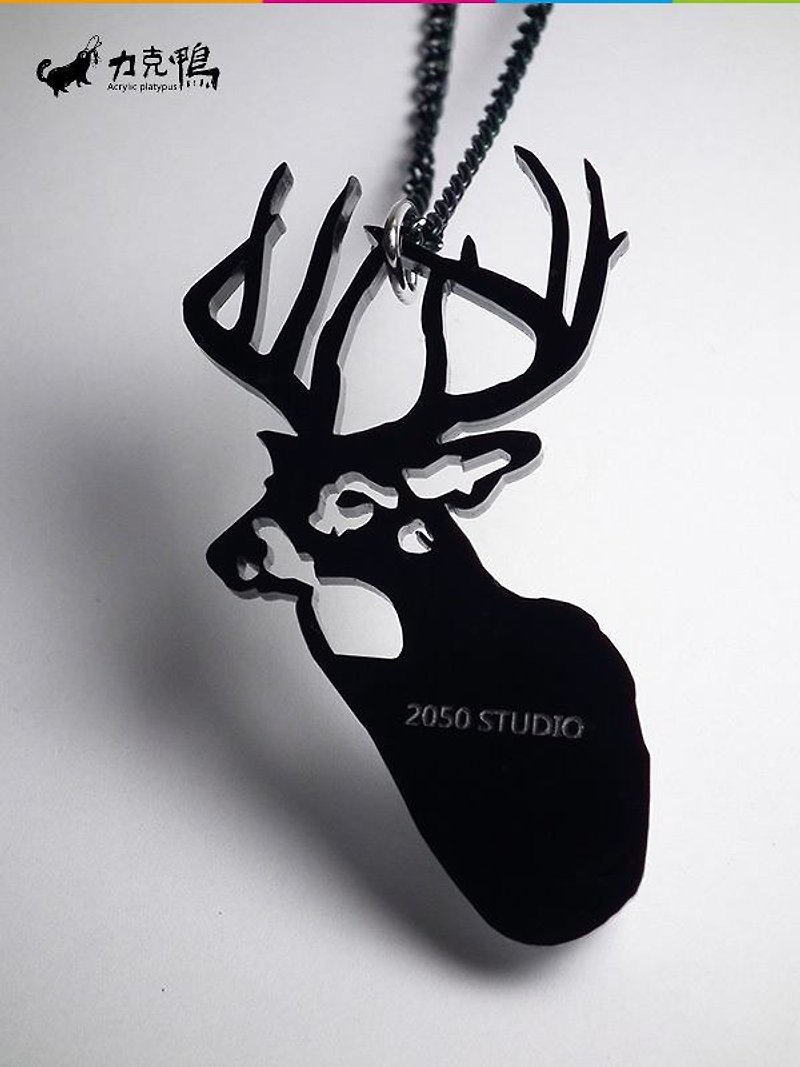 Happy Deer Necklace/Keyring - สร้อยคอ - อะคริลิค สีดำ