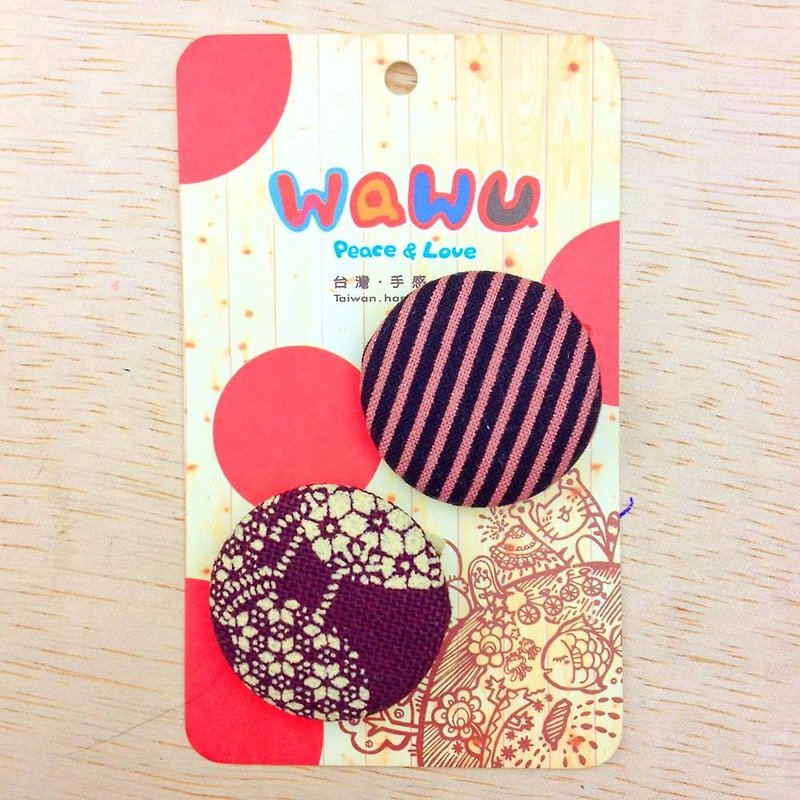 WaWu exclusive designer handmade cloth badge - Little General home - เข็มกลัด - วัสดุอื่นๆ สีม่วง