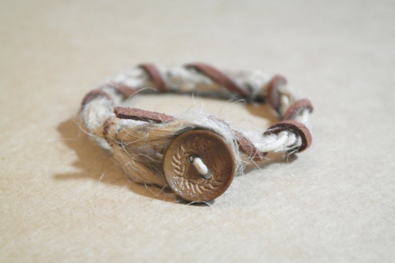 #Copious  Natural series-鑲木纏繞編織麻繩手鍊 - สร้อยข้อมือ - พืช/ดอกไม้ 