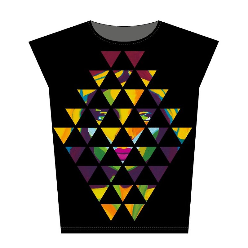 [Take ~ What beautiful series] imprint - Triangular totem female models black T - Women's T-Shirts - Other Materials Brown