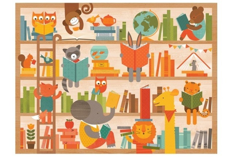 American petitcollage floor puzzle ﹣Wild animal reading fun - ของเล่นเด็ก - กระดาษ หลากหลายสี