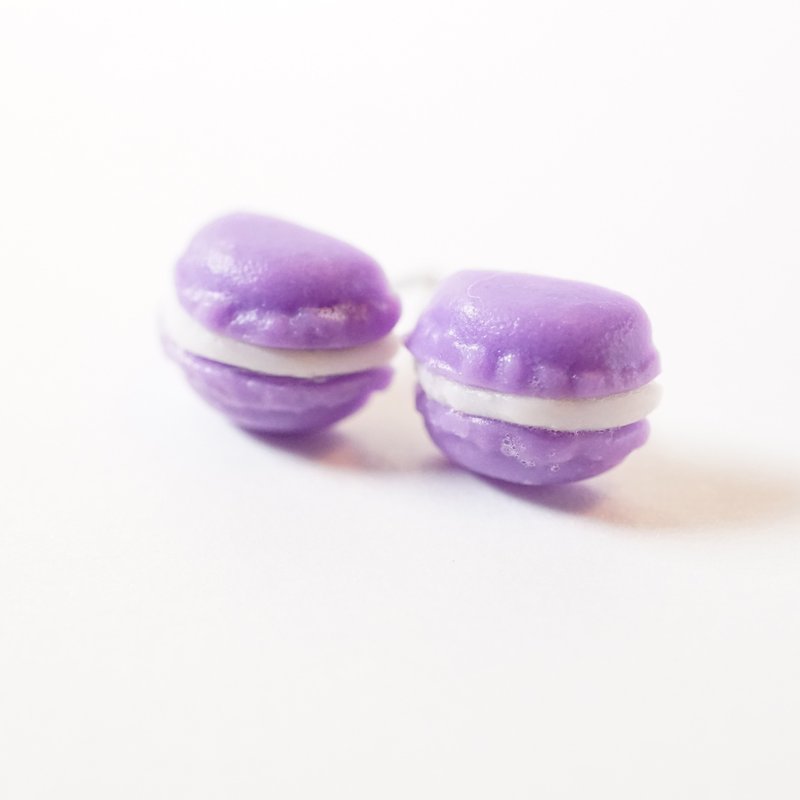 遊び心のあるデザイン紫芋フレンチマカロンピアス - チョーカー - 粘土 
