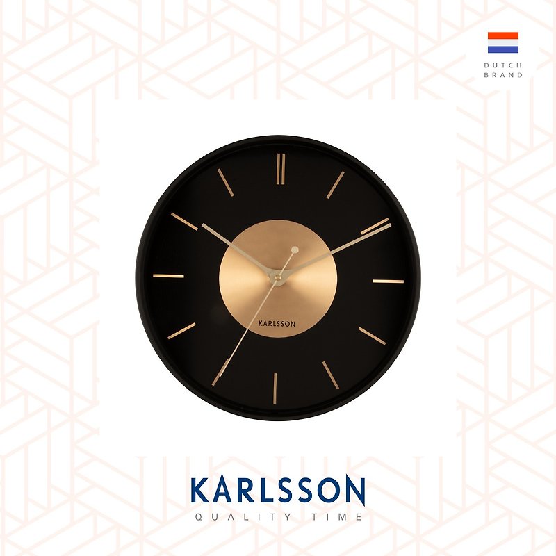 荷蘭Karlsson, Wall clock 35cm Gold Disc black 金色撞黑色掛鐘 - 時鐘/鬧鐘 - 其他材質 黑色