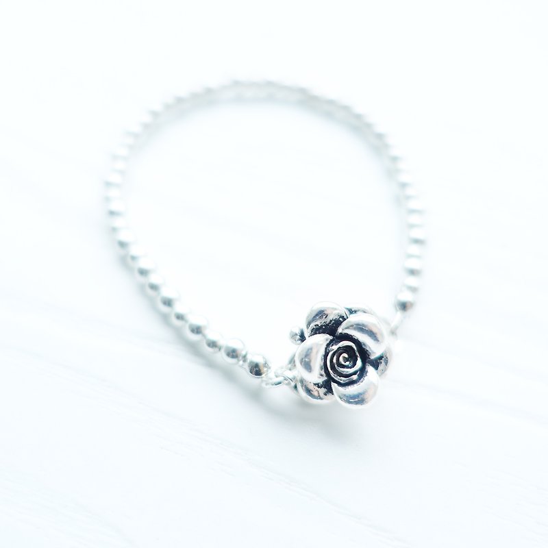 <ROSE> Sterling Silver Bead Bracelet Chain Anklet - Bracelets - Other Materials White