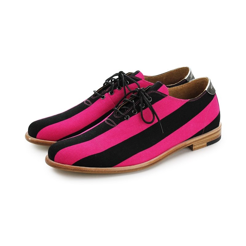 Derby shoes Tweedledee M1088B FuxiaStripe - Men's Oxford Shoes - Cotton & Hemp Red