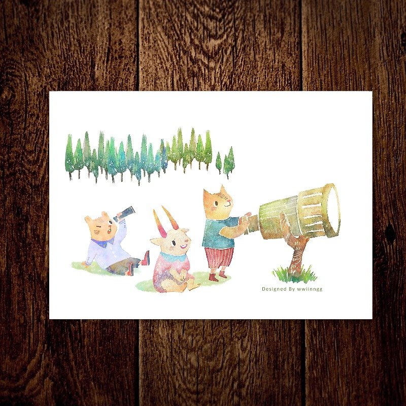 Illustration postcard - just what are very happy together - Cards & Postcards - Paper Green