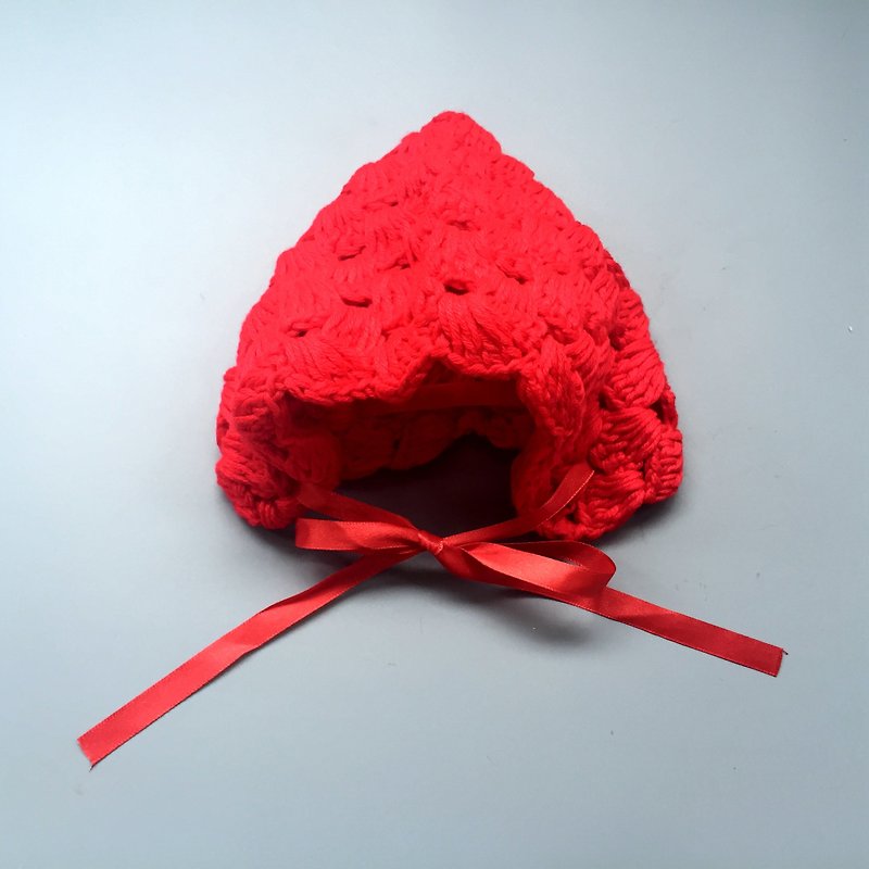 La Chamade / Handmade Little Red Riding Hood Baby Hat - ผ้ากันเปื้อน - วัสดุอื่นๆ สีแดง