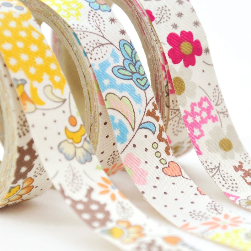 Cloth tape - Japanese Ukiyo colorful flower painted [breeze] (purple / yellow / blue) - Washi Tape - Other Materials Multicolor