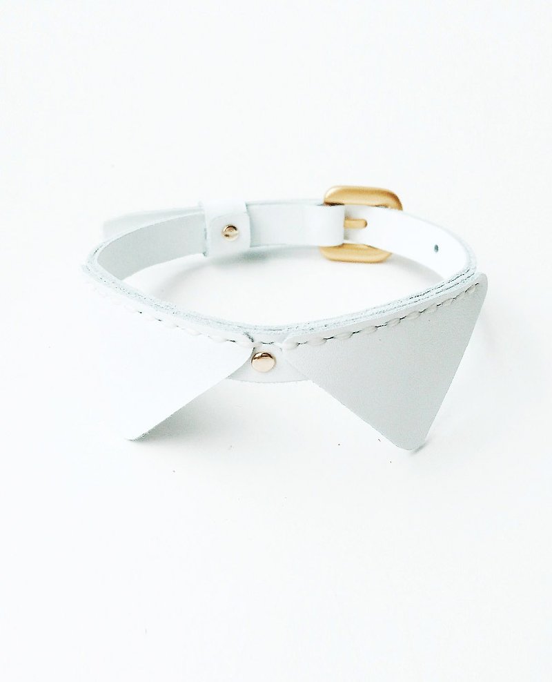 Zemoneni Leather pet collar Ms. & Mr. collection - Collars & Leashes - Genuine Leather White