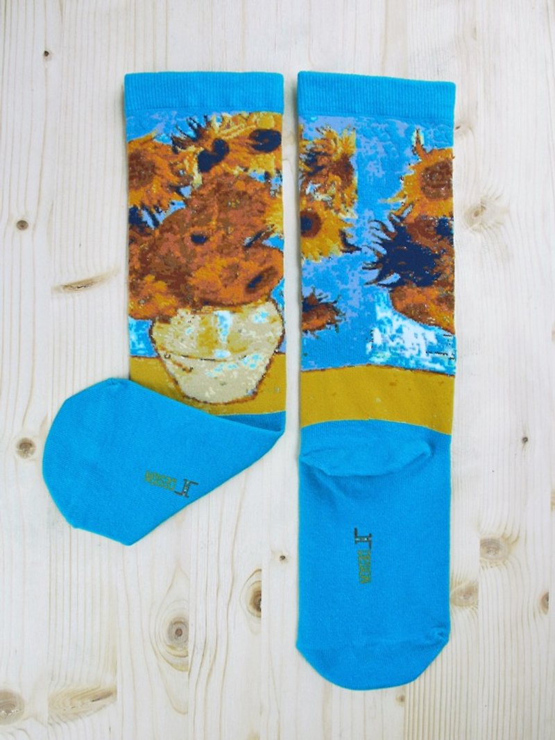 JHJ Design Canadian Brand High Color Knitted Cotton Socks Famous Painting Series-Sunflower Socks (Knitted Cotton Socks) - Socks - Other Materials 
