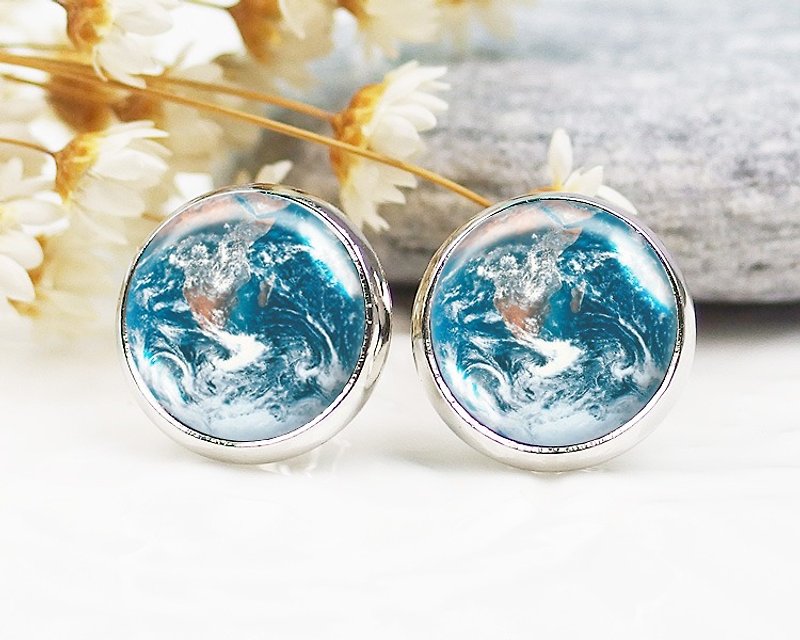 Earth-clip-on earrings︱ear acupuncture earrings︱small face modification fashion accessories︱birthday gift - ต่างหู - โลหะ หลากหลายสี