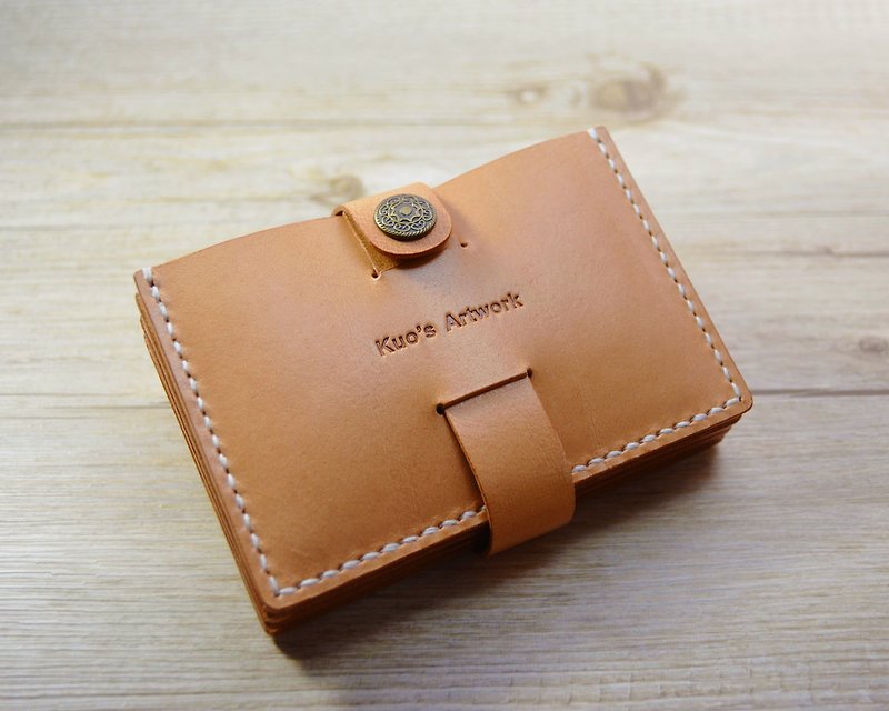 kuo's artwork】 Hand stitched leather business card holder - Card Holders & Cases - Genuine Leather 