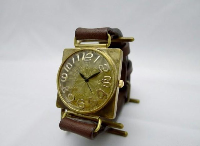 CUBE-JB5 手作り時計 HandCraftWatch JUMBOBrass36mmスクエア フローティングインデックス (JUM94A GD/BR) - 腕時計 - 銅・真鍮 ゴールド