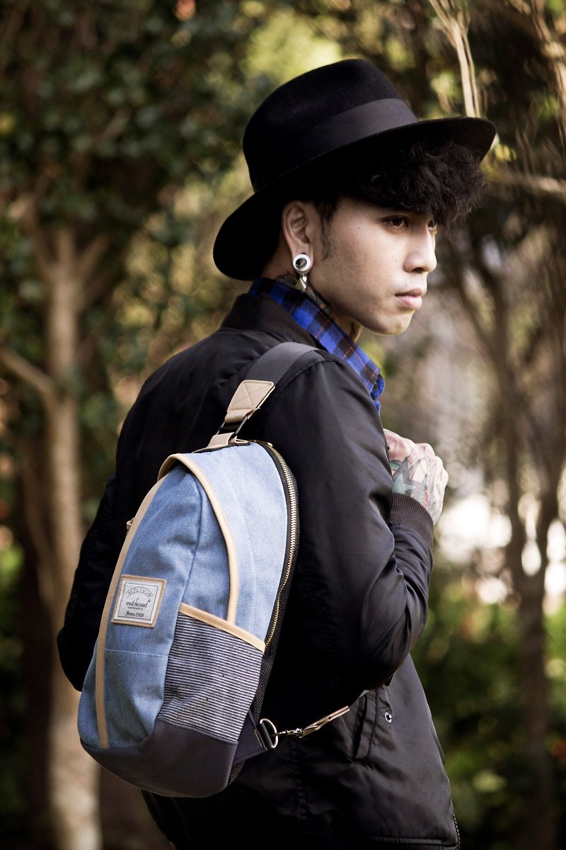 火柴木設計 Matchwood Hunter Shoulder Bag  單肩後背包 側背包 斜背包 腳踏車包 水洗丹寧 - 側背包/斜背包 - 其他材質 藍色