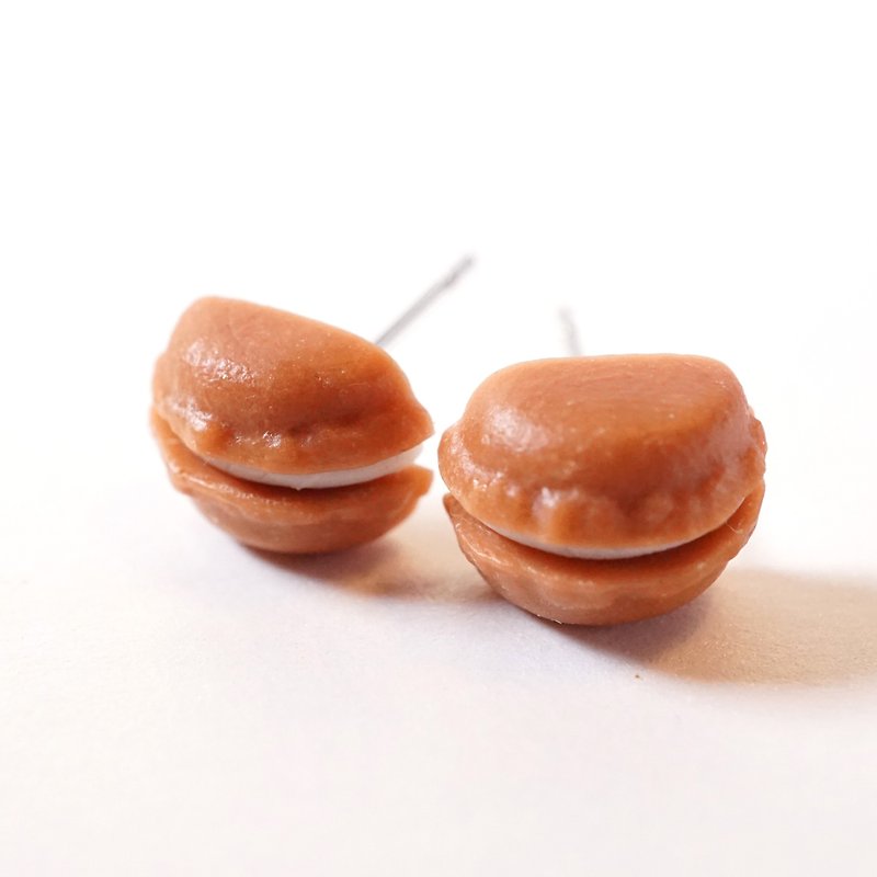*Playful Design*  Chocolate Flavour Mini Macaron Earrings - สร้อยติดคอ - ดินเหนียว 