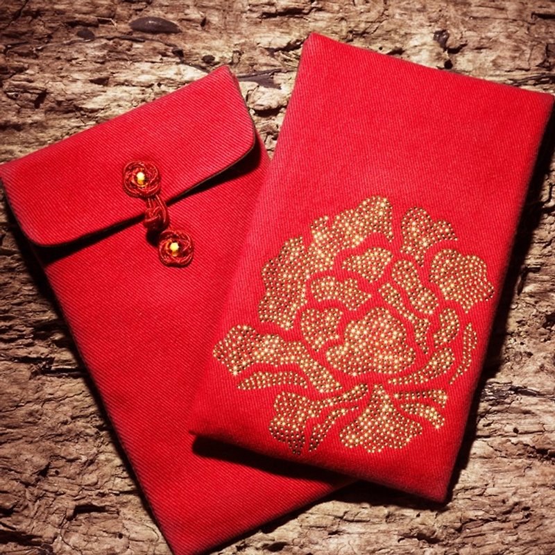 奧地利水鑽開運紅包袋【璀璨牡丹】 - 紅包袋/春聯 - 其他材質 紅色