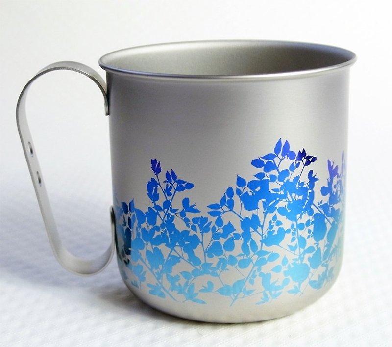 [Made in Japan Horie] Titanium Love Earth Series Tableware-Japan Made Pure Titanium Antibacterial ECO Design Mug-Blue Leaf Rattan - แก้วมัค/แก้วกาแฟ - โลหะ สีเงิน