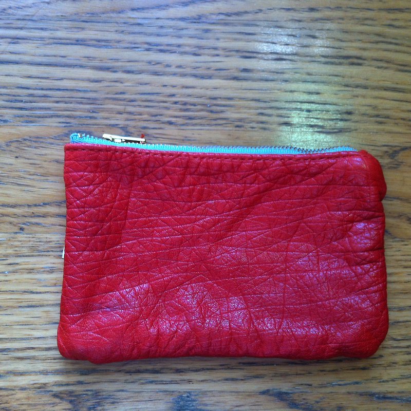 Italian leather wallet with YKK zipper - กระเป๋าสตางค์ - หนังแท้ 