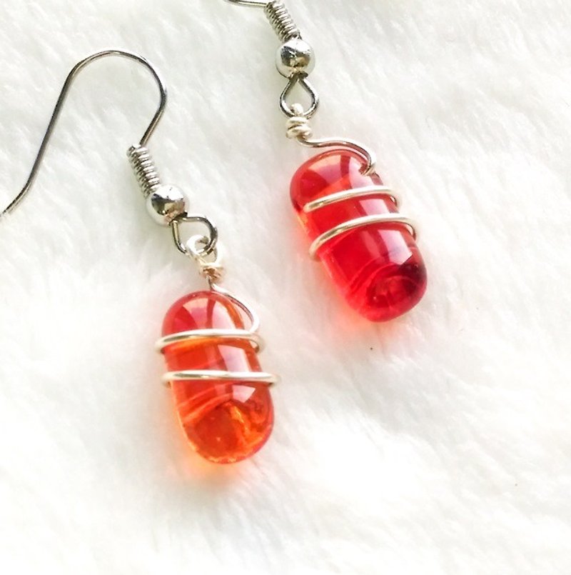 Art Line Wrap Earrings - Onyx - Earrings & Clip-ons - Glass Red