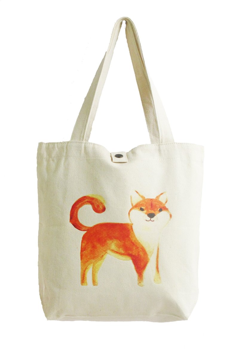 小狗 柴犬 手绘 帆布 手提包托特包 小提袋 午餐袋