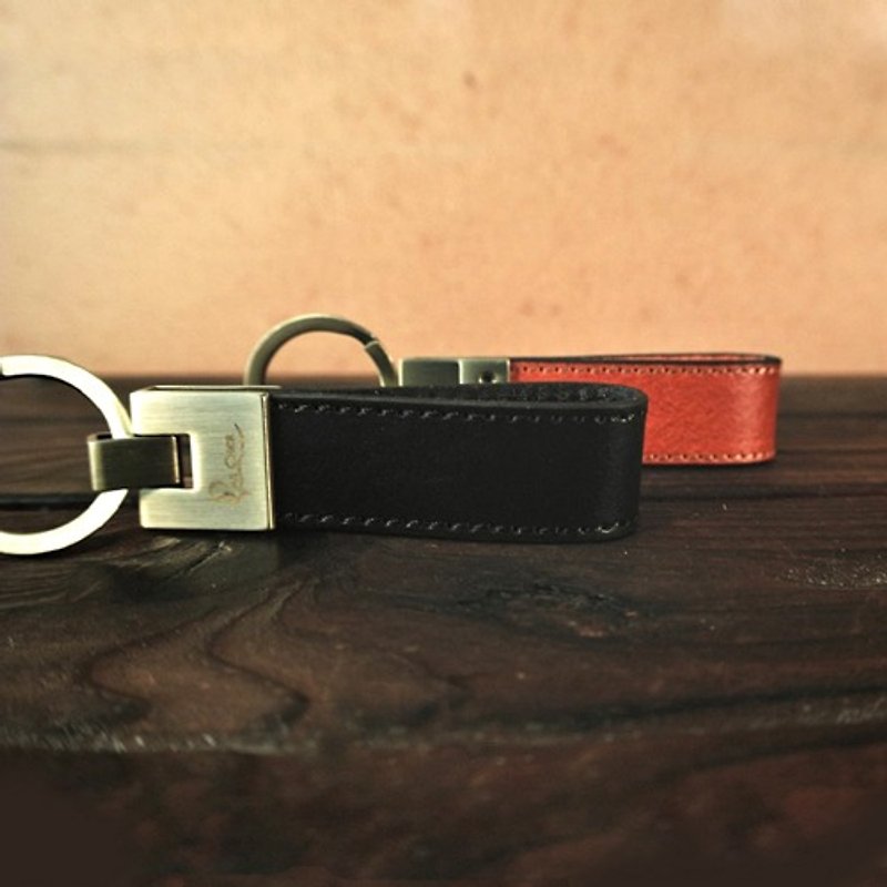 【PAS CHER 巴夏喀】極簡大方鑰匙圈 - 鑰匙圈/鑰匙包 - 真皮 多色