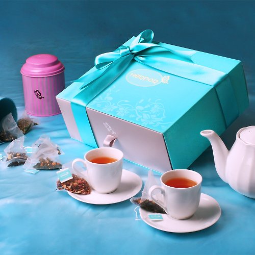 HERDOR 【88折】花漾藍絲禮盒(二罐入) /三角茶包【花茶禮盒】