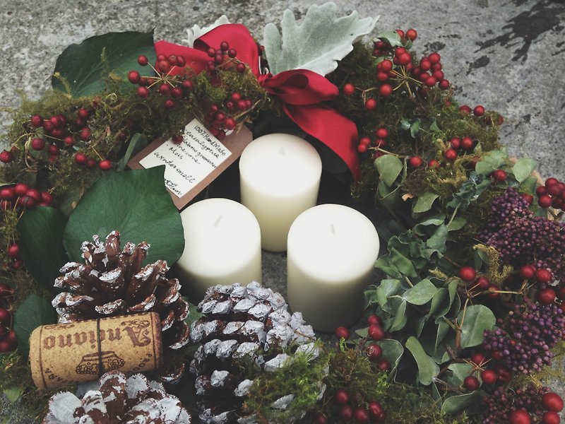 2016 "pre-order" north 欧森林诺贝 loose natural style Christmas Circle + candle set (big) _ Customizable - ตกแต่งต้นไม้ - พืช/ดอกไม้ สีเขียว