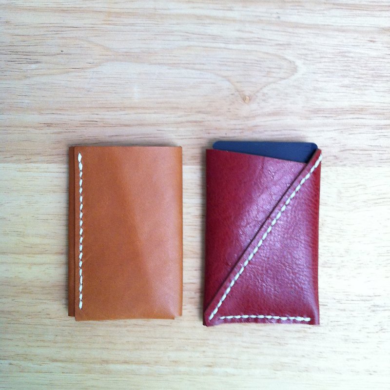 cottontail // handmade leather simple wallet cardholder - กระเป๋าสตางค์ - หนังแท้ สีนำ้ตาล