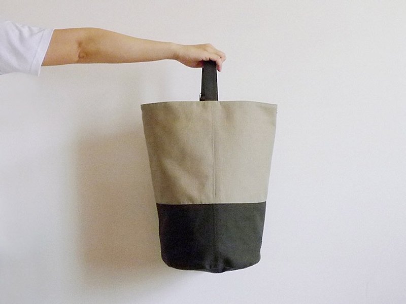 Chestnut X Dark Green Sailor Bucket (Round) Drawstring Shoulder Back Crossbody Bag - Messenger Bags & Sling Bags - Cotton & Hemp Khaki