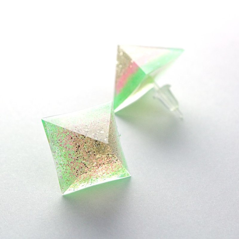 Pyramid-shaped earrings (wild goose) - Earrings & Clip-ons - Other Materials Multicolor