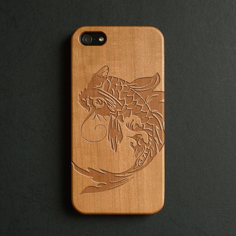 Real wood engraved iPhone 6 / 6 Plus case 035 koi - Phone Cases - Wood Multicolor