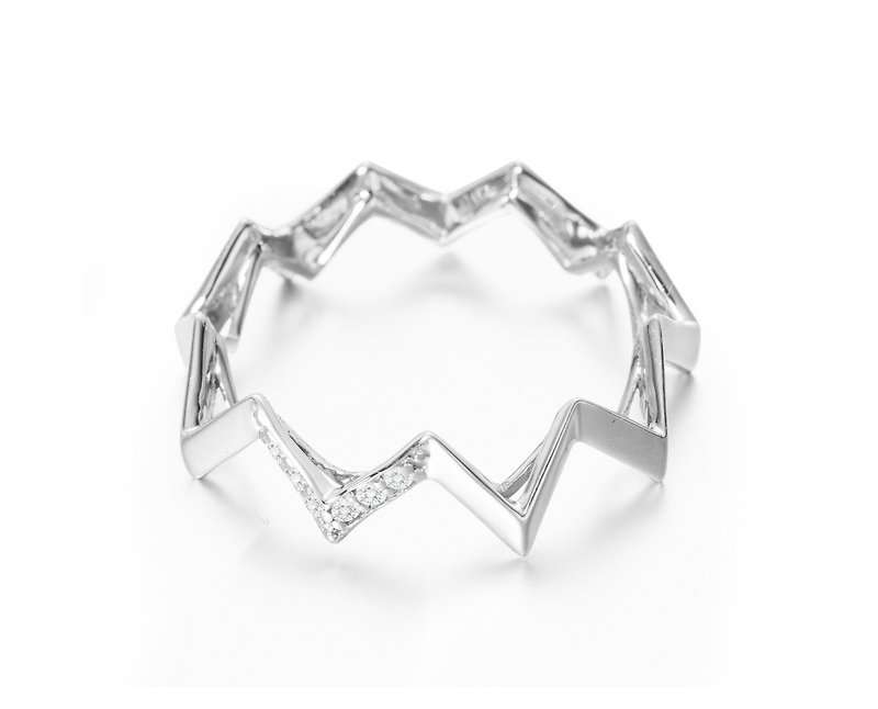 14k White Gold Crown Ring Band, Princess Tiara Diamond Ring, Queen Promise Ring - แหวนคู่ - เพชร สีเงิน