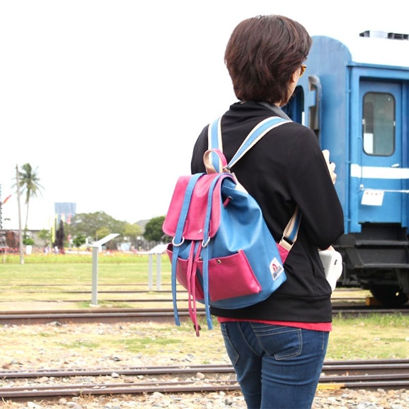 AMIMAH-Super CUTE. Korean style sweetheart pink blue backpack [am-0219] - กระเป๋าแมสเซนเจอร์ - หนังเทียม 
