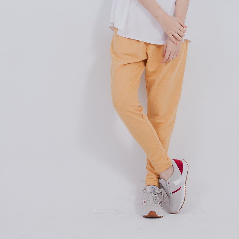 Clark dropped crotch French Terry Knit pants / yellow - パンツ レディース - コットン・麻 イエロー