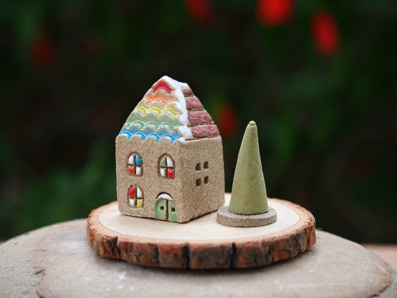 [小]ヨーロッパの美しい村 - 超かわいいレインボーアイスクリームハウス（小）/木製ベース+アロマセラピー/ 3 1グループと - 置物 - その他の素材 