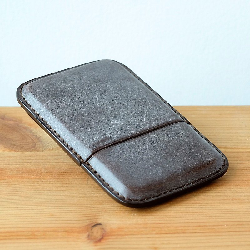 isni  elegant card case / business card case / handmade leather - Card Holders & Cases - Genuine Leather Brown