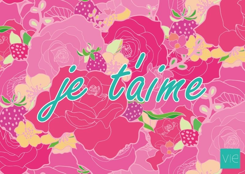 【明信片】je t'aime - 卡片/明信片 - 紙 粉紅色