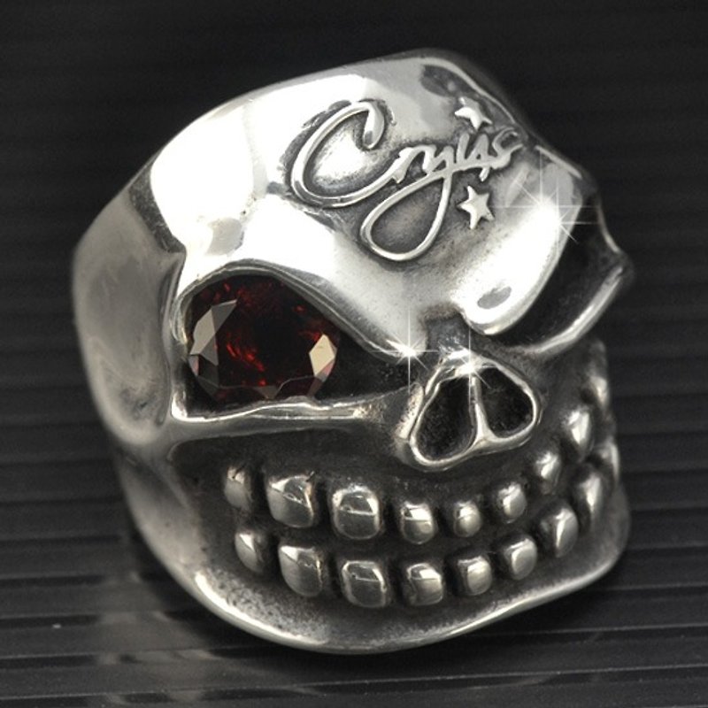 Customized. 925 Sterling Silver Jewelry RSK00008B-Skull Ring - แหวนทั่วไป - โลหะ 