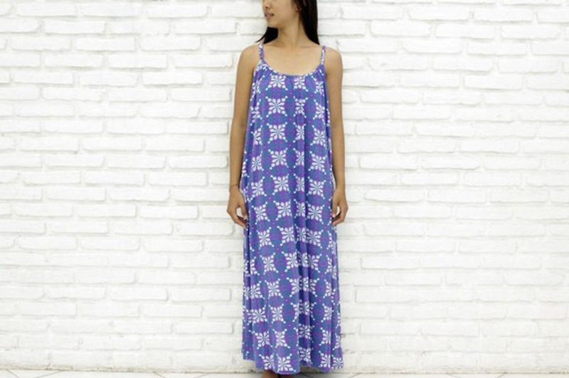 キルトプリントキャミソールフレアマキシワンピース＜パープル＞ - 洋裝/連身裙 - 其他材質 紫色