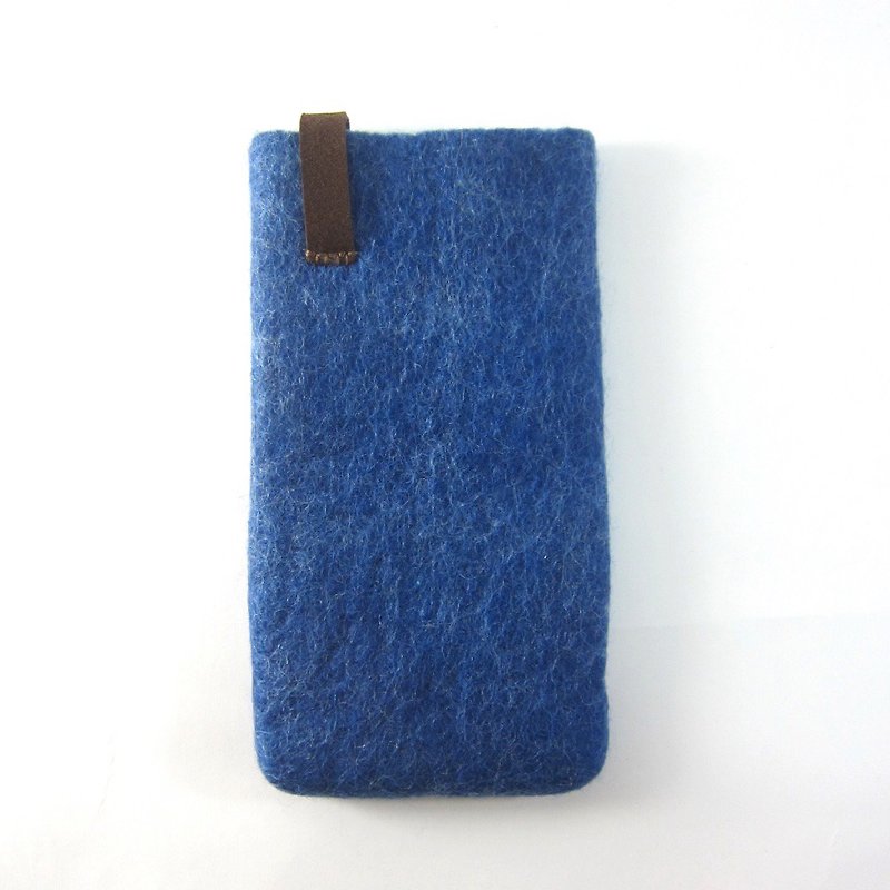 I Handmade wool felt mobile phone case-D. Ocean I carefully selected wool. Handmade. shockproof - เคส/ซองมือถือ - ขนแกะ สีน้ำเงิน