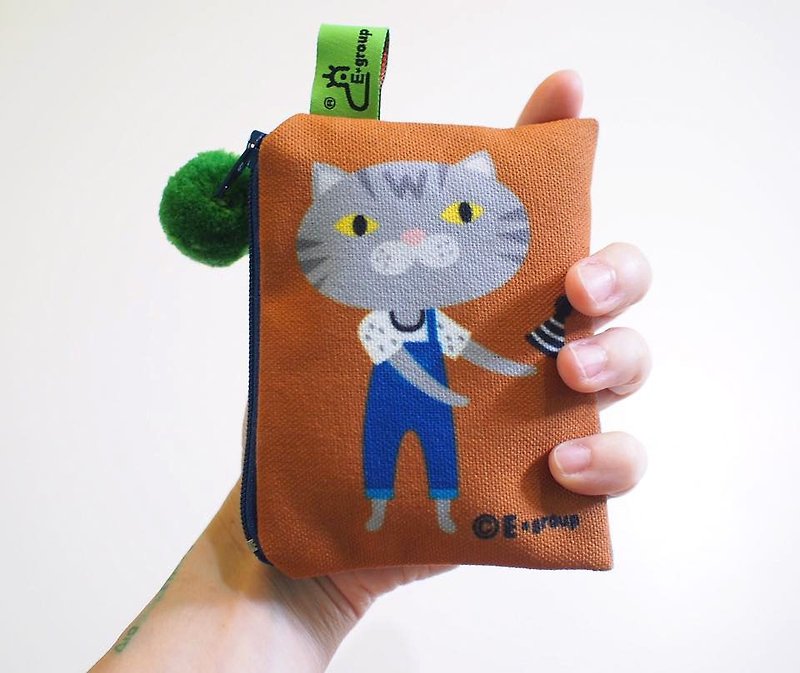 E*group small square bag double-sided design Cato coin purse key case card case cat - กระเป๋าสตางค์ - วัสดุอื่นๆ 
