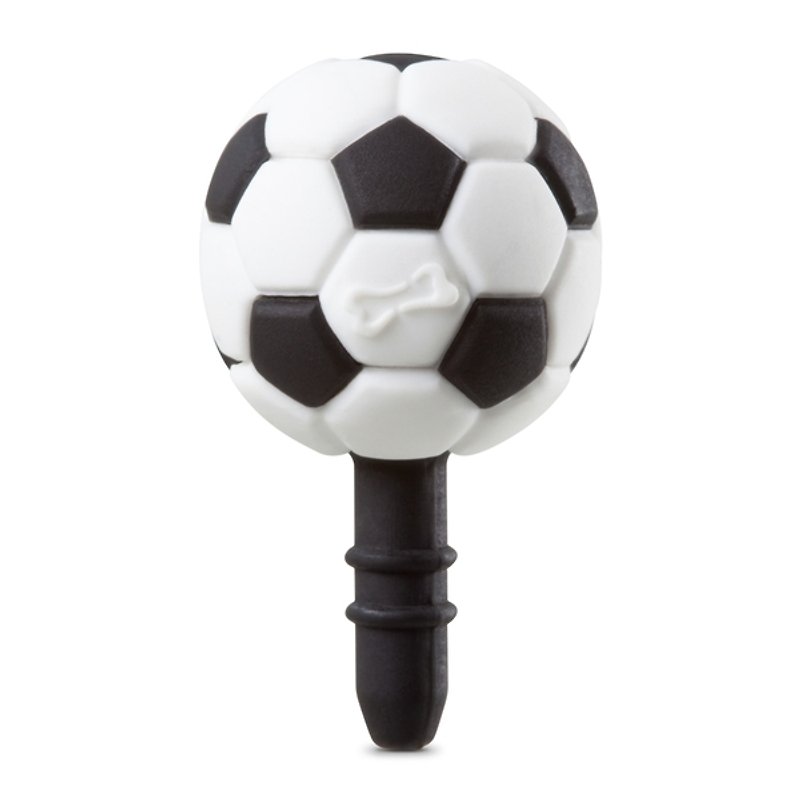 Football DIY headphone plug (black and white) - ที่ตั้งมือถือ - ซิลิคอน สีดำ