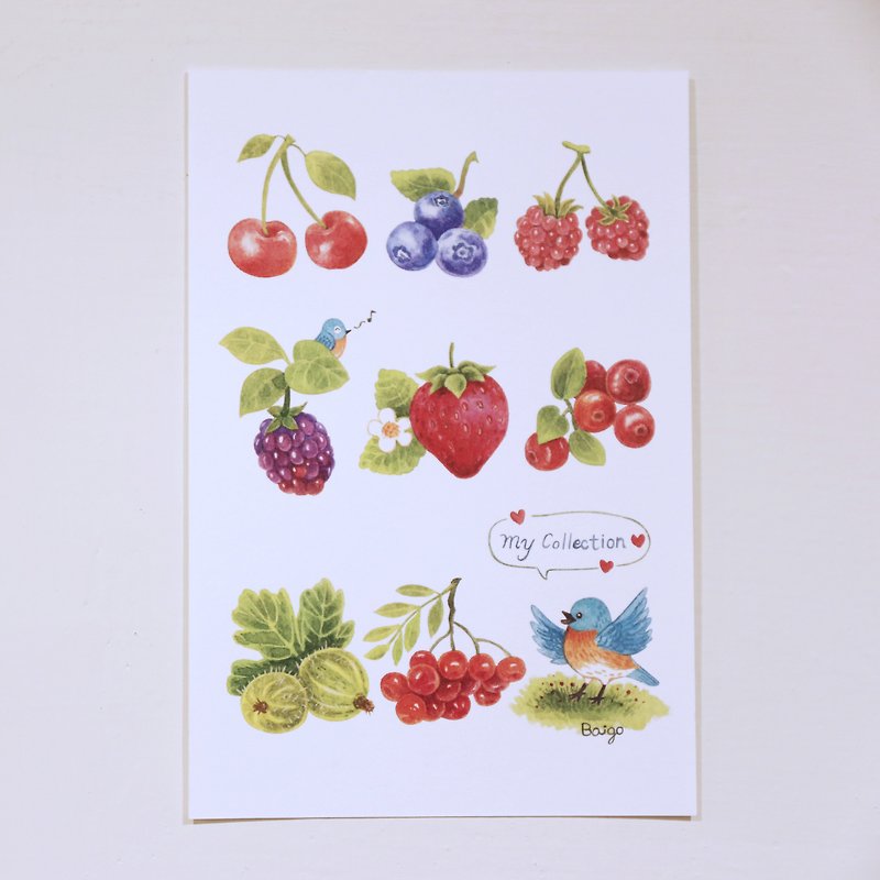 我的收藏品│青鳥莓果明信片 - 心意卡/卡片 - 紙 