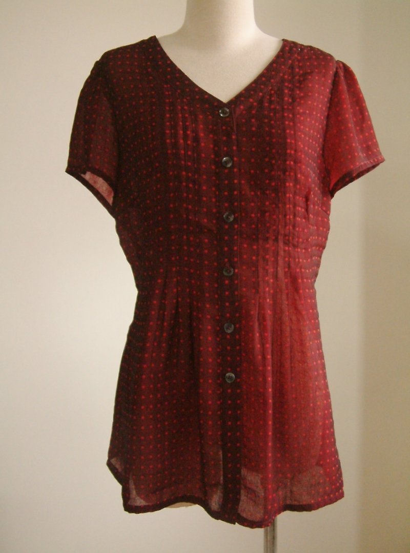 Pinkota休閒上衣-暗紅短袖上衣 - 女上衣/長袖上衣 - 其他材質 紅色