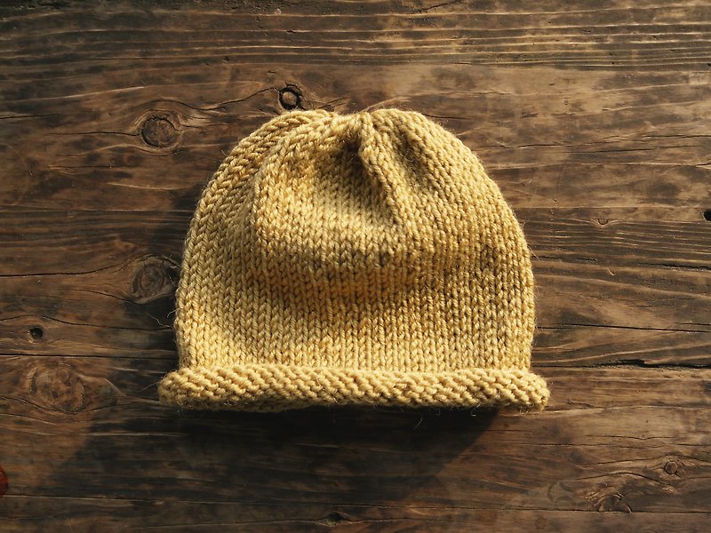 阿母100%的手作帽-小捲毛帽-復古卡其-新年/禮物 - 帽子 - 其他材質 卡其色