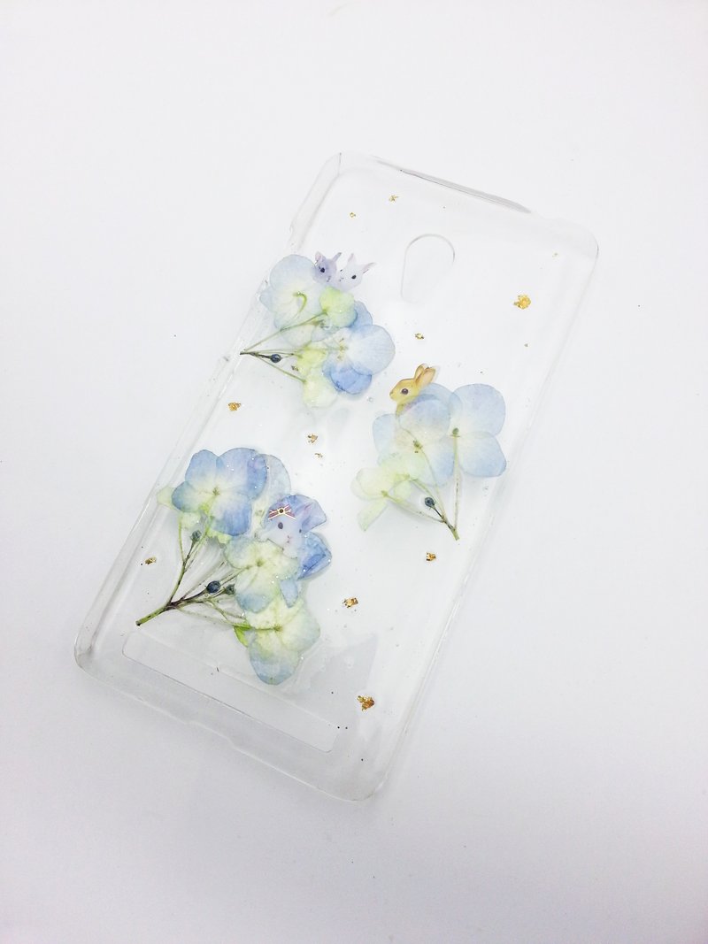 [Lost and find rabbits] Hydrangea phone case Phone Case - Phone Cases - Plastic Blue