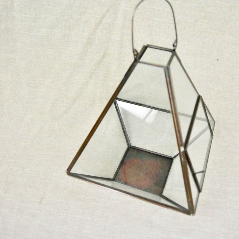 _祖母のガラスのピラミッドガラスボックス収納ボックス燭台/グローブボックス_フェアトレード - ウォールデコ・壁紙 - 金属 ブラック