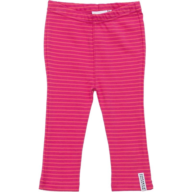 【瑞典童裝】有機棉7分褲條紋桃紅 - 男/女童長褲/短褲 - 棉．麻 粉紅色
