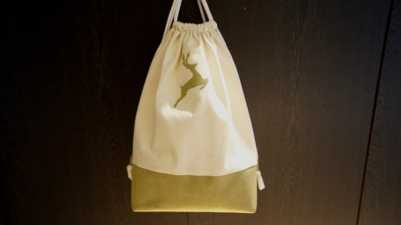 Green elk lost (Christmas hot models) - Drawstring Bags - Other Materials Green